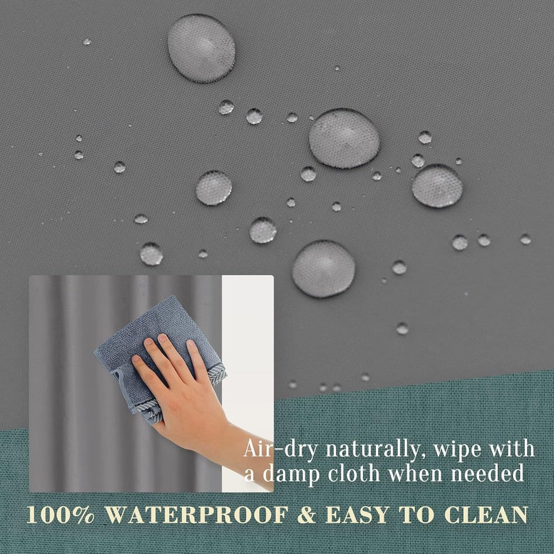 ABLUEN No Hook PEVA Shower Curtain or Liner - 8G Heavy Duty Grey Bathroom Shower Curtain No Hooks Required, Waterproof Plastic & PVC Free, Standard Size 71 x 74, Dark Gray - Image 5